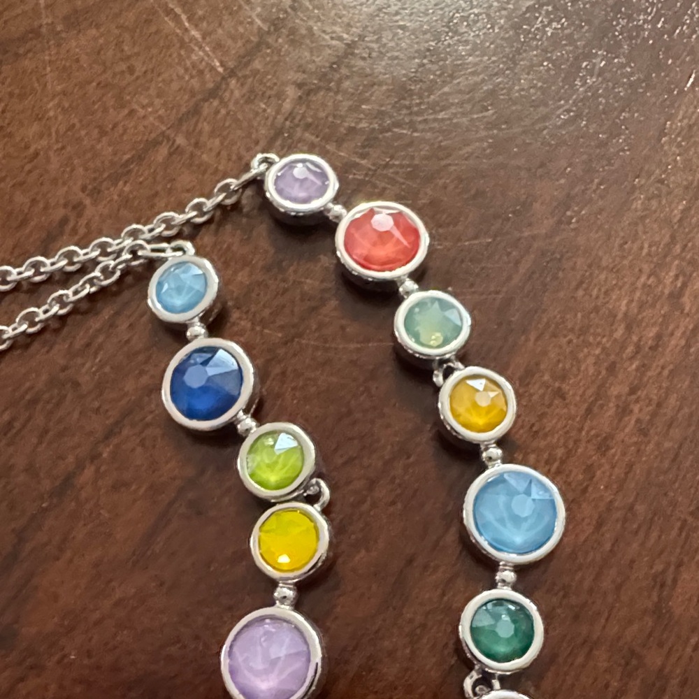 Like new! Touchstone Crystal Multicolor Necklace 18 inch length - Picture 5 of 7
